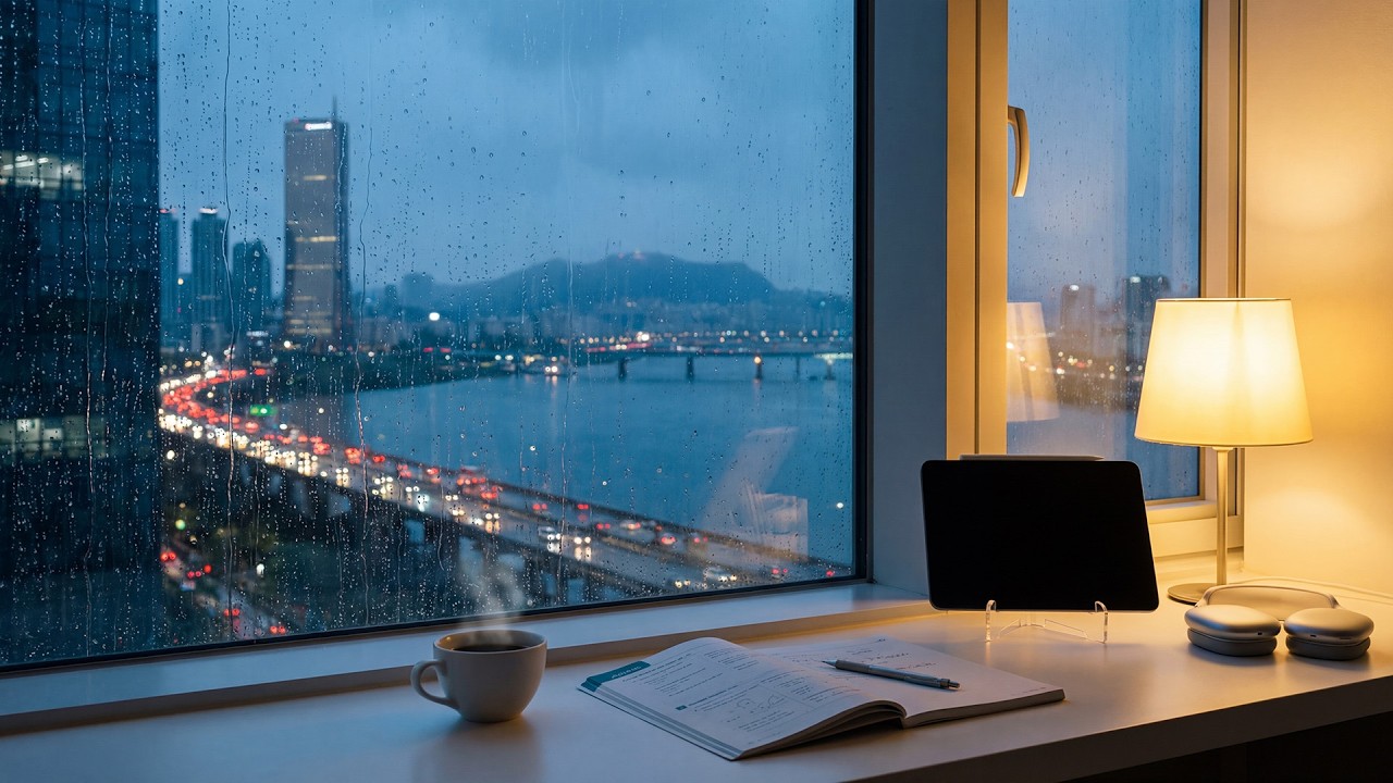 [4K] 서울의 비 오는 밤 Lofi Mix 🌧️ | Rainy Nightfall Seoul (1 Hour)
