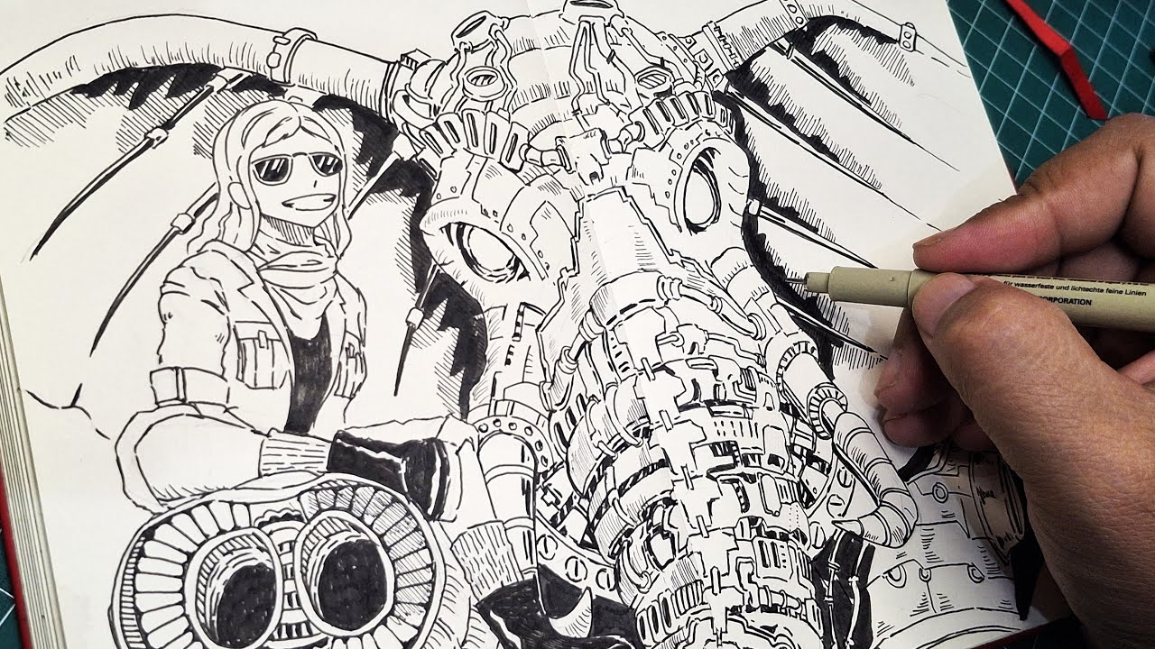Hanging Out on a Robotic Elephant’s Trunk - Just a Fun Drawing Practice