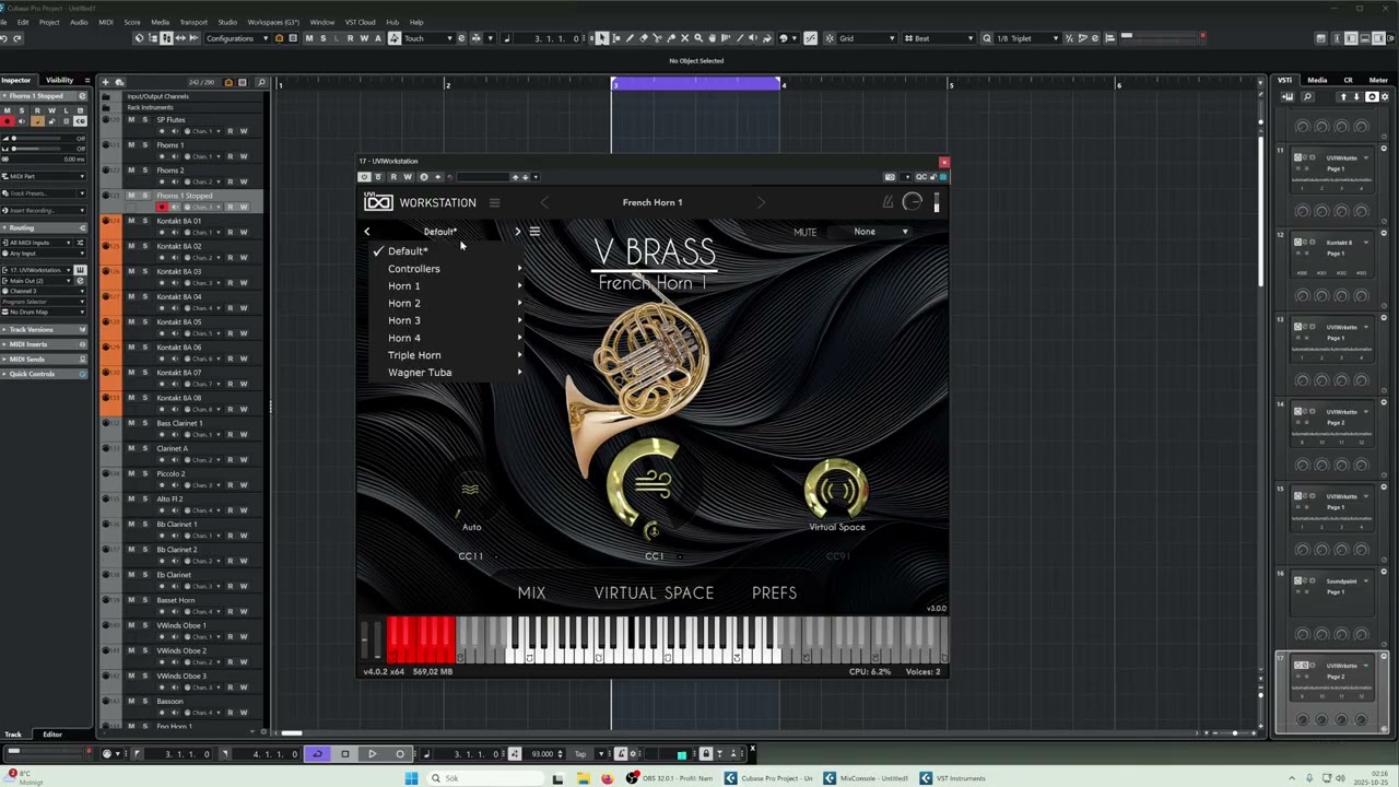Acoustic Samples - VBrass French Horns - Setting up template and testing LIVE