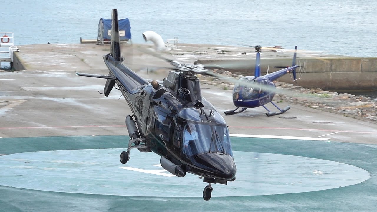 Helicopters action _ Agusta A109 & Robinson R44 takeoff and landing at Barcelona | #helicopter