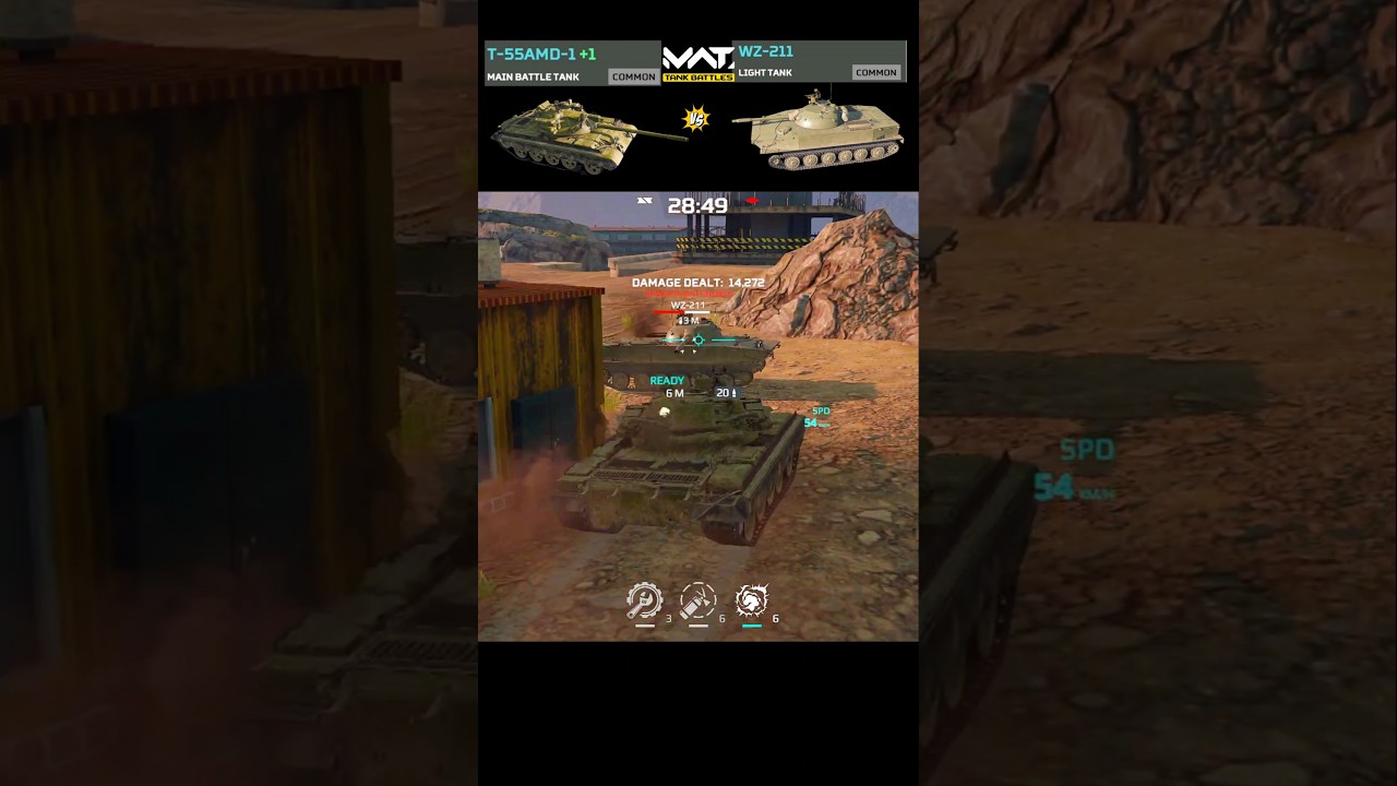 T-55AMD-1 Destroyed WZ-211 Tank 🔥| MWT Tank Battles | Modern Warships Tank #Shorts