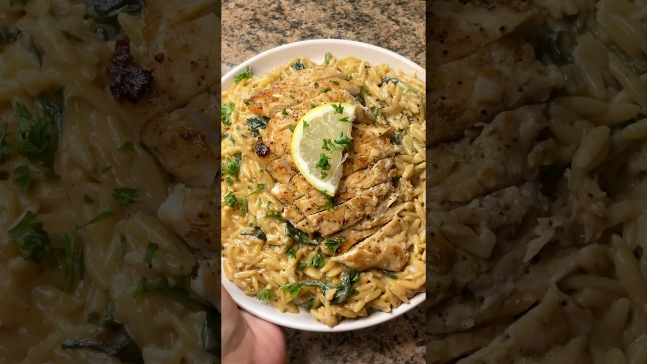 When life gives you lemons make this Creamy Lemon Chicken Orzo 🍋✨ #orzo #pasta #easyrecipe #food