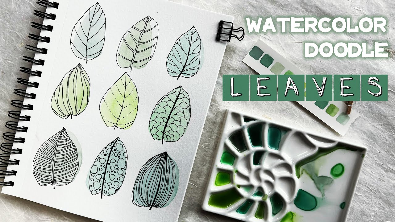 Simple Watercolor Leaf Doodles | with $5 Crayola Watercolors | Step-by-Step for Beginners