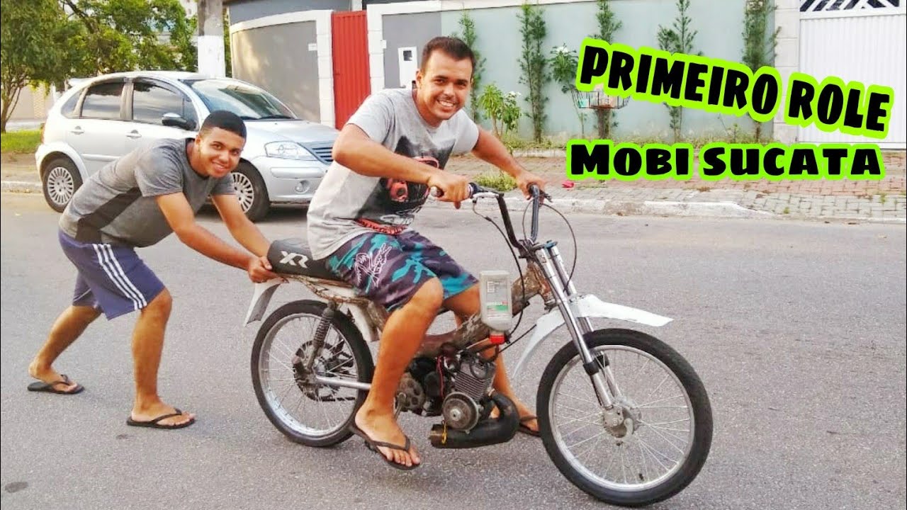 Primeiro role na mobilete Caloi XR da sucata / Igor sofreu pra ligar e quando ligou .........