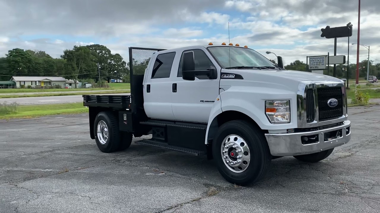 SOLD : 2016 FORD F750 6.7 POWERSTROKE DIESEL FLATBED HAULER CREW CAB FOR SALE