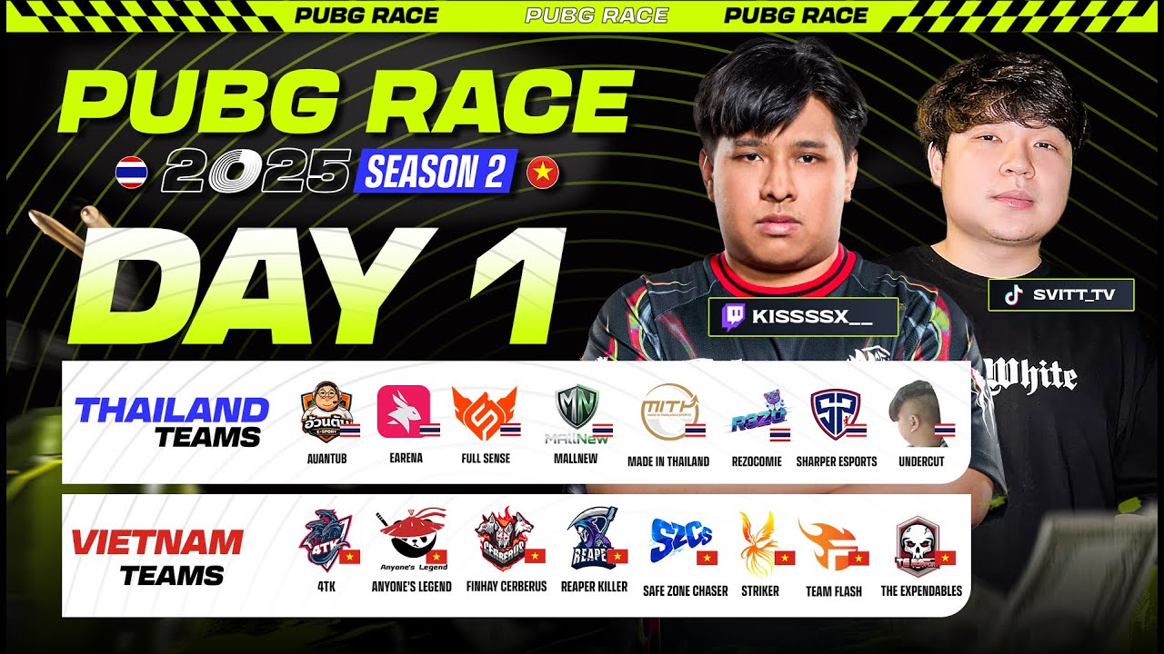 🔴LIVE สด! PUBG RACE 2025 Season 2 | ศึกสตรีมเมอร์ไทยไฟว้เวียดนาม วันที่ 1