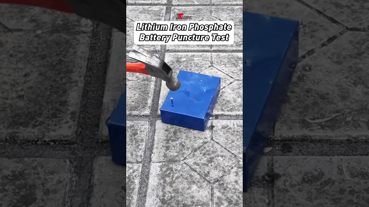 SUNC LiFePO4 Battery: Puncture Test #solarbattery #lithiumbattery #lifepo4 #shorts #battery #energy