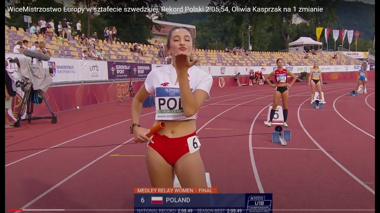 WiceMistrzostwo Europy w sztafecie szwedzkiej, Rekord Polski 2:05,54, Oliwia Kasprzak na 1 zmianie