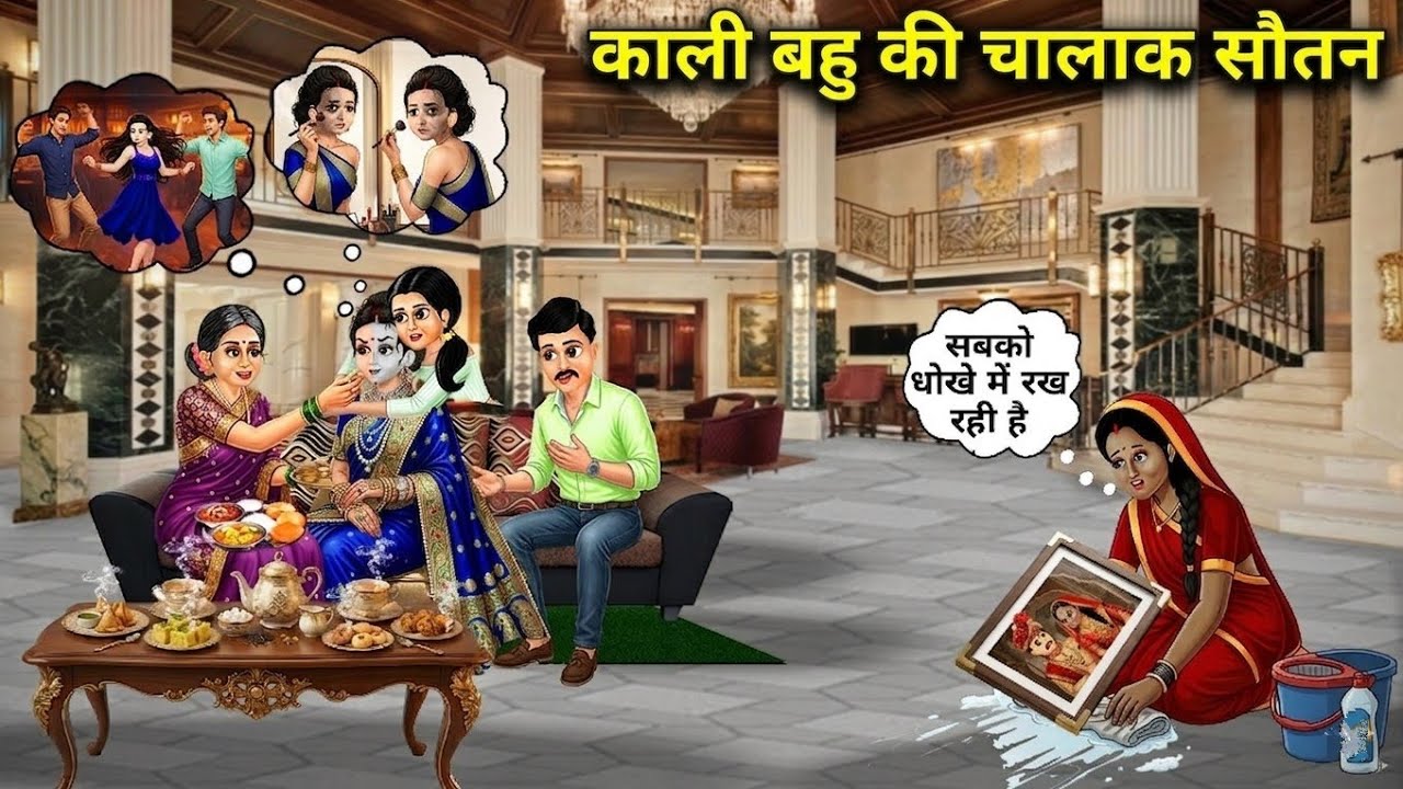 काली बहु की चालाक सौतन||Cartoon Videos||The Two-Faced, Cunning Co-Wife||Spicy Saas Bahu Stori