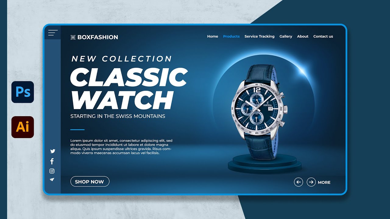 Website UI Design in Photoshop | UI Design Tutorial