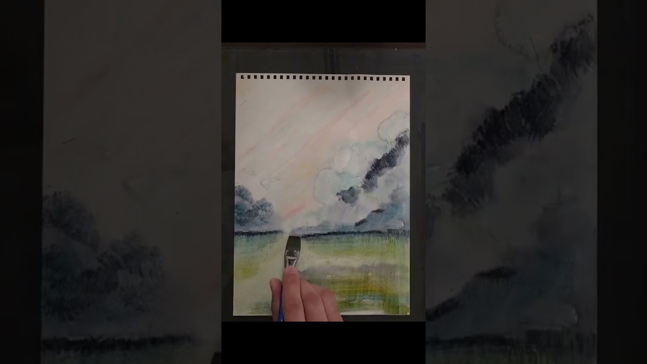 Мягкий свет над спокойной водой | Абстрактный морской пейзаж акварелью #416