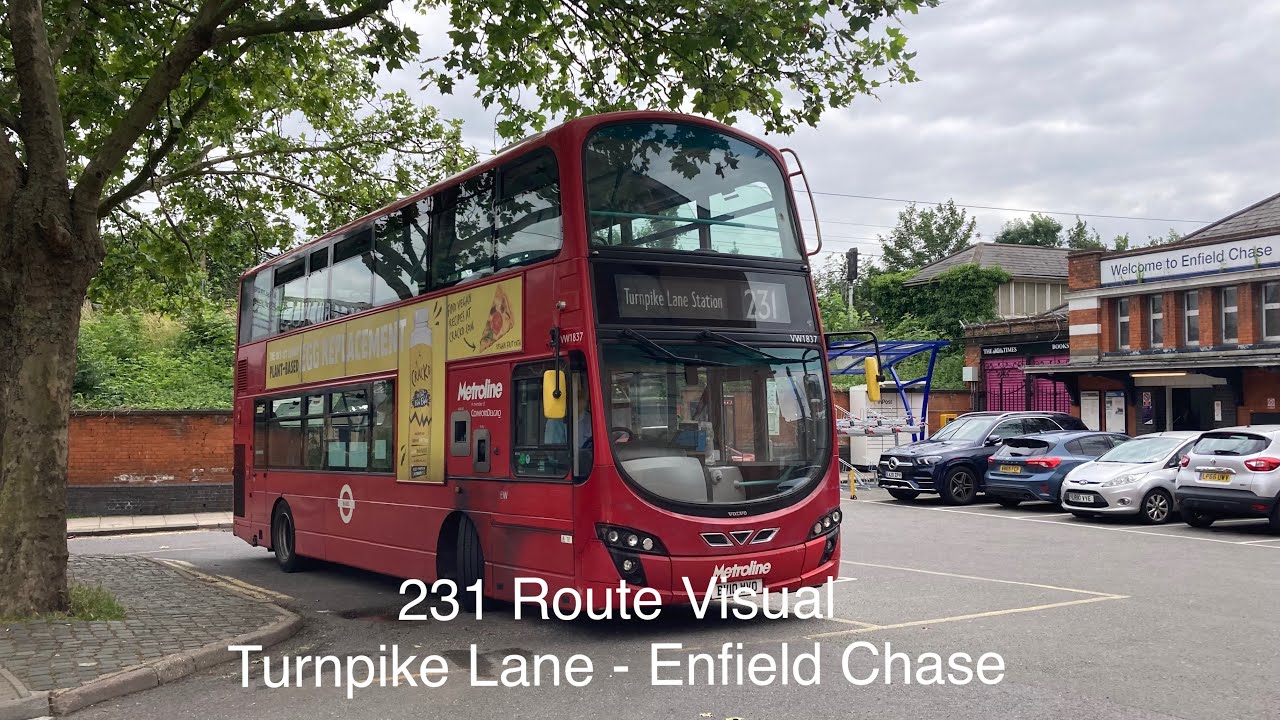 Full Route Visual | Bus Route 231 Turnpike Lane - Enfield Chase | VW1837 BV10WVO Metroline Travel