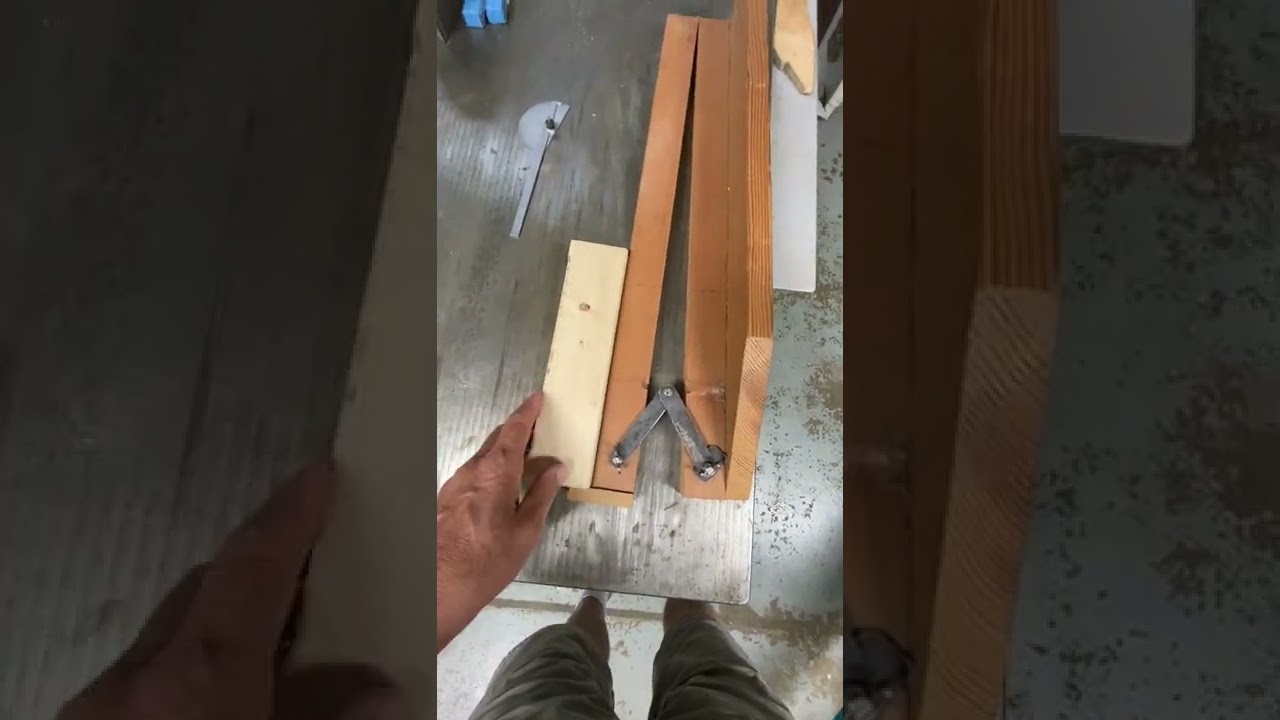 Cutting a wedge with jig on the table saw
