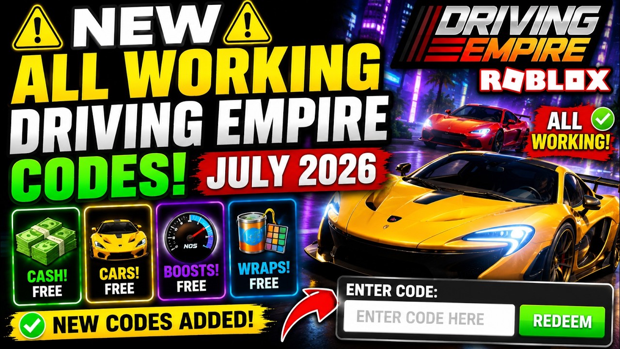 ⚠️NEW⚠️ All Working Driving Empire Codes July 2026 - Roblox Driving Empire Codes