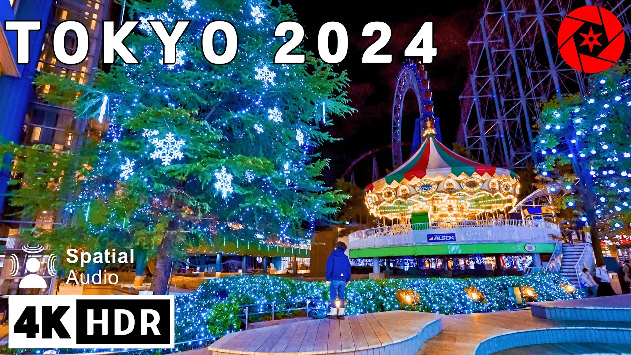 Tokyo Christmas Lights 2024-2025 - Tokyo Dome Opening Night - 4K HDR