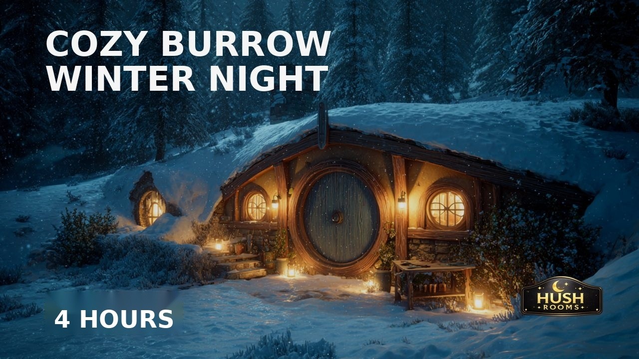 COZY BURROW WINTER NIGHT — DEEP SLEEP SNOW SOUNDS (4 HOURS)