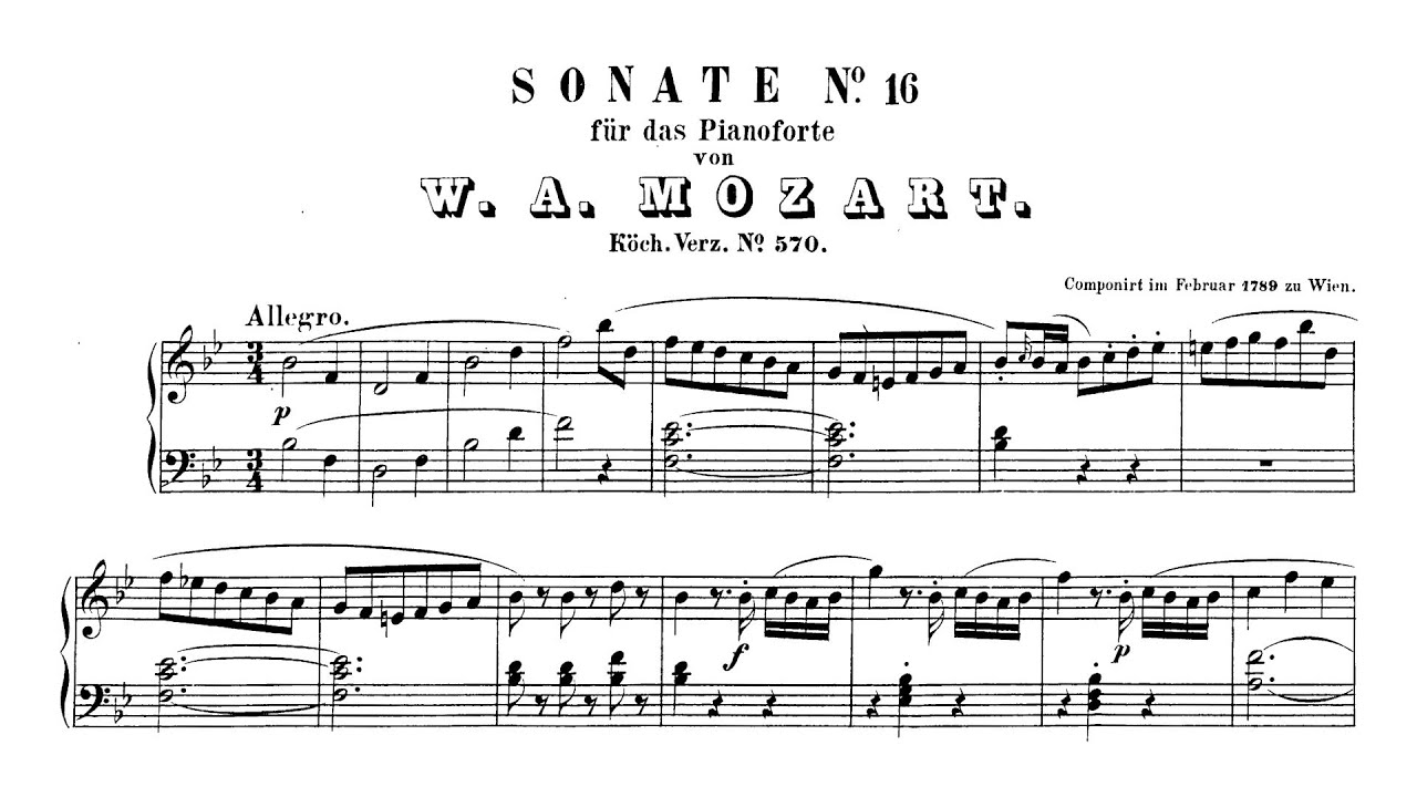 Mozart - Piano Sonata No. 17 in B-Flat Major, KV570 (Audio+Sheet) [Gieseking]
