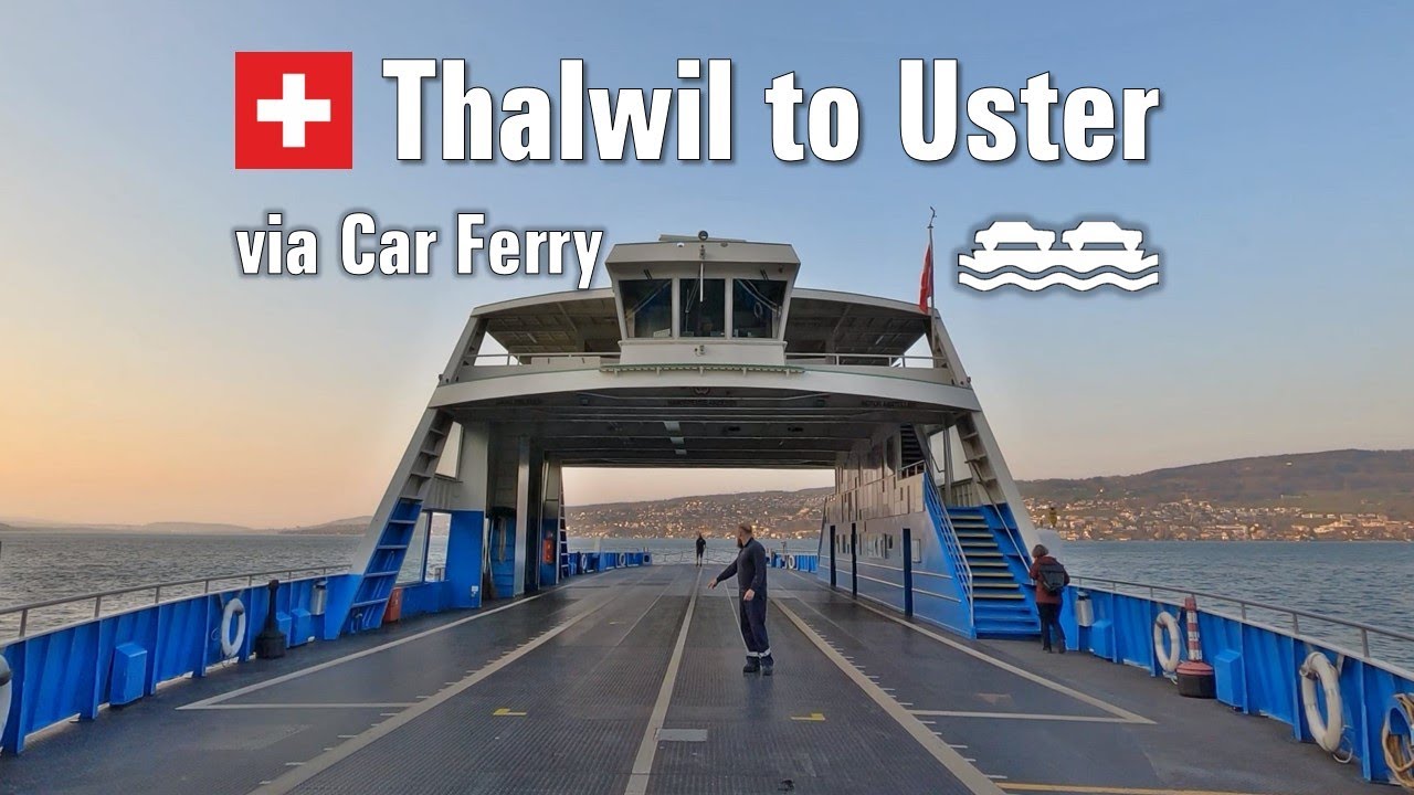 Sunset Drive from Thalwil to Uster via Car Ferry ⛴ [4K] • Driving in Switzerland 🇨🇭