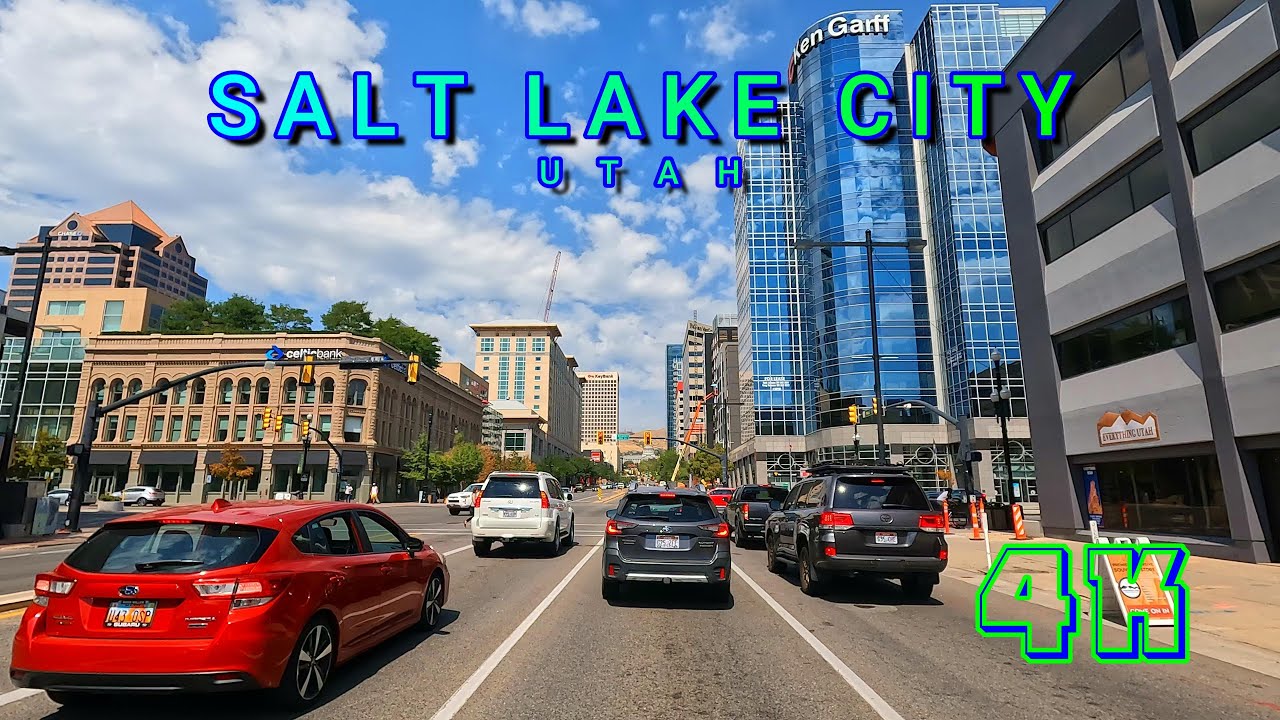 Salt Lake City Drive on a Great Sunny Day Part 1/4, Utah USA 4K - UHD