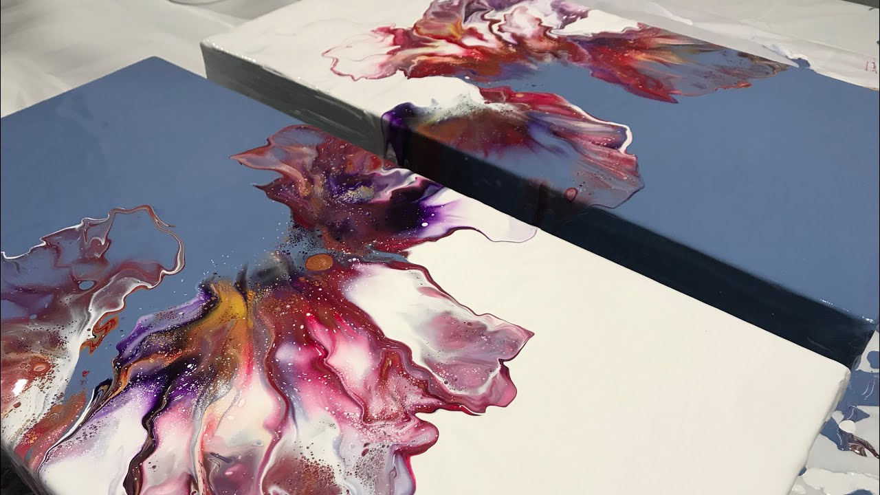 Acrylic Pour | Colorful Diptych Dutch Pour