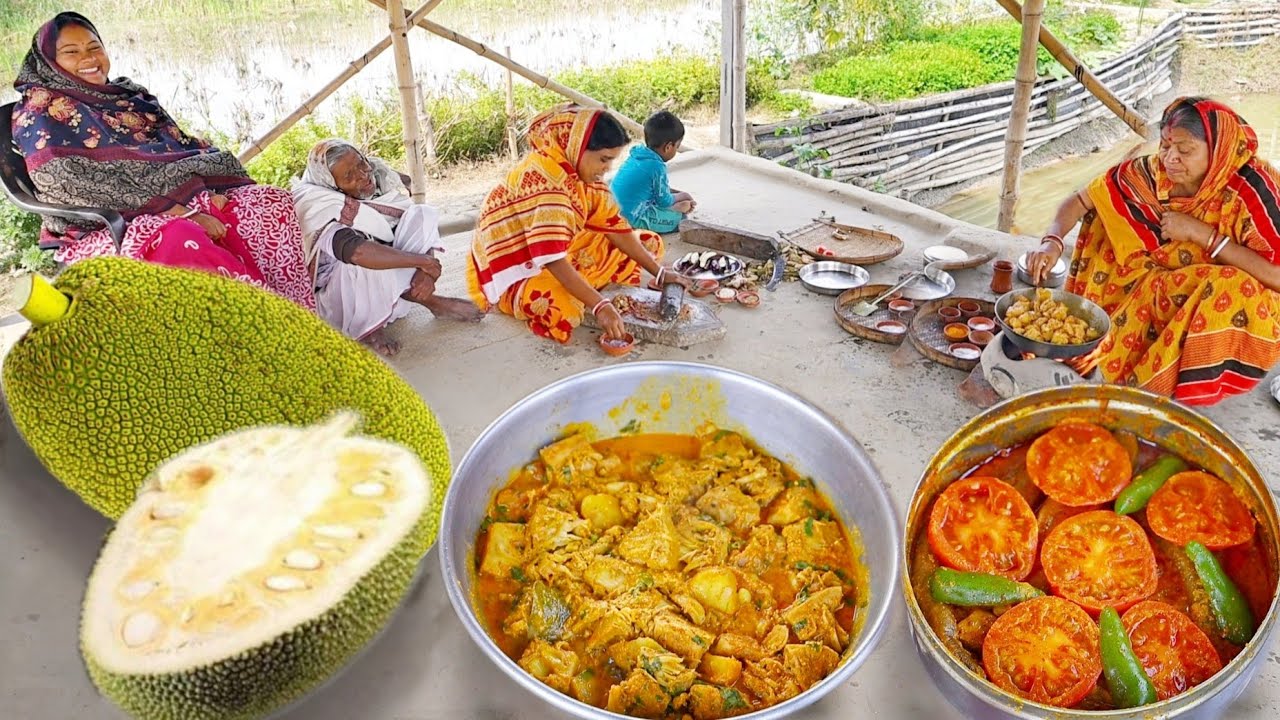 মায়ের হাতে কচি এঁচোড়ের নিরামিষ রান্না সাথে ছোট ছোট বেগুন ভাপা রেসিপি || jackfruit recipe