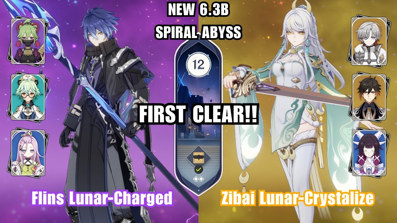 NEW ABYSS! C1 Flins Lunar Charged & C0 Zibai Lunar Crystalize | 6.3B Spiral Abyss | Genshin Impact