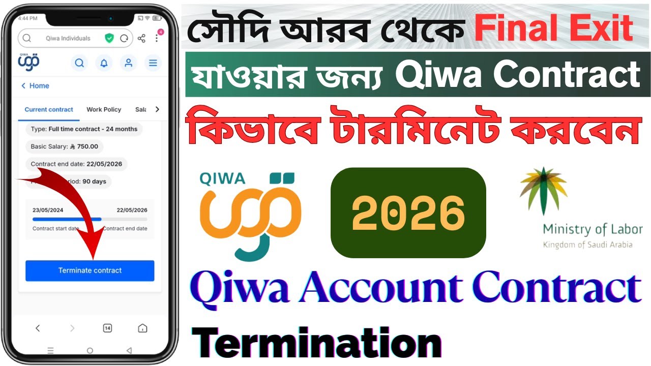 Qiwa Final Exit contact termination | Job contact terminate in Saudi Arab | Qiwa contact termination