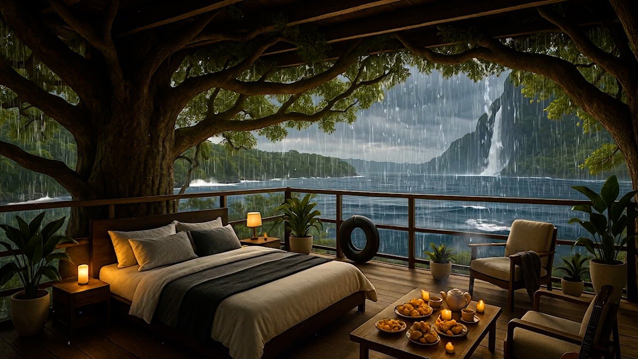 Close Your Eyes 🌧️ A Night of Rain, Ocean, Piano & Guitar