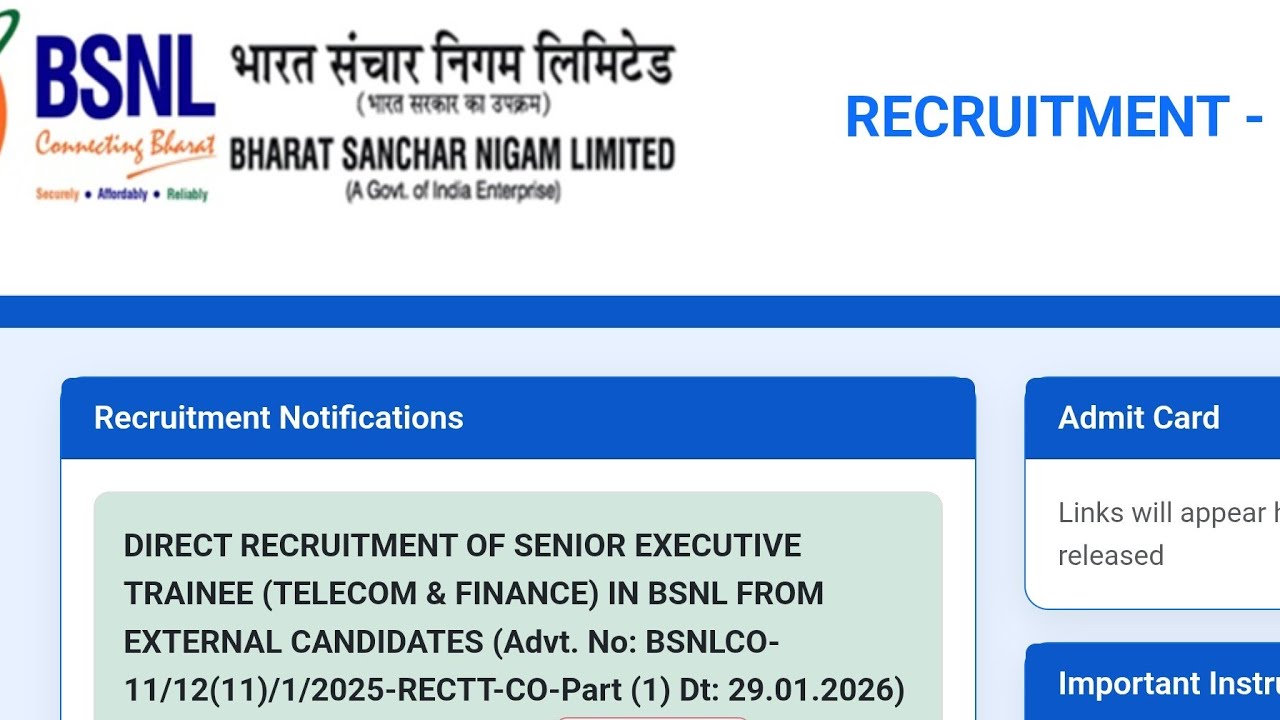 BSNL Recruitment 2026 | 120 Vacancies | SET Jobs | Apply Online | Tamil