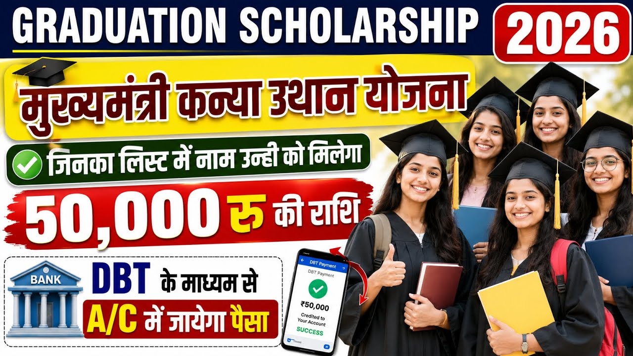मुख्यमंत्री कन्या उत्थान योजना 2026 | ₹50,000 Scholarship List जारी | Graduation Scholarship
