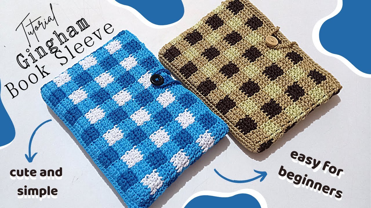 How to Crochet a Gingham Book Sleeve | Easy Tutorial for Beginners [ENG/INA]