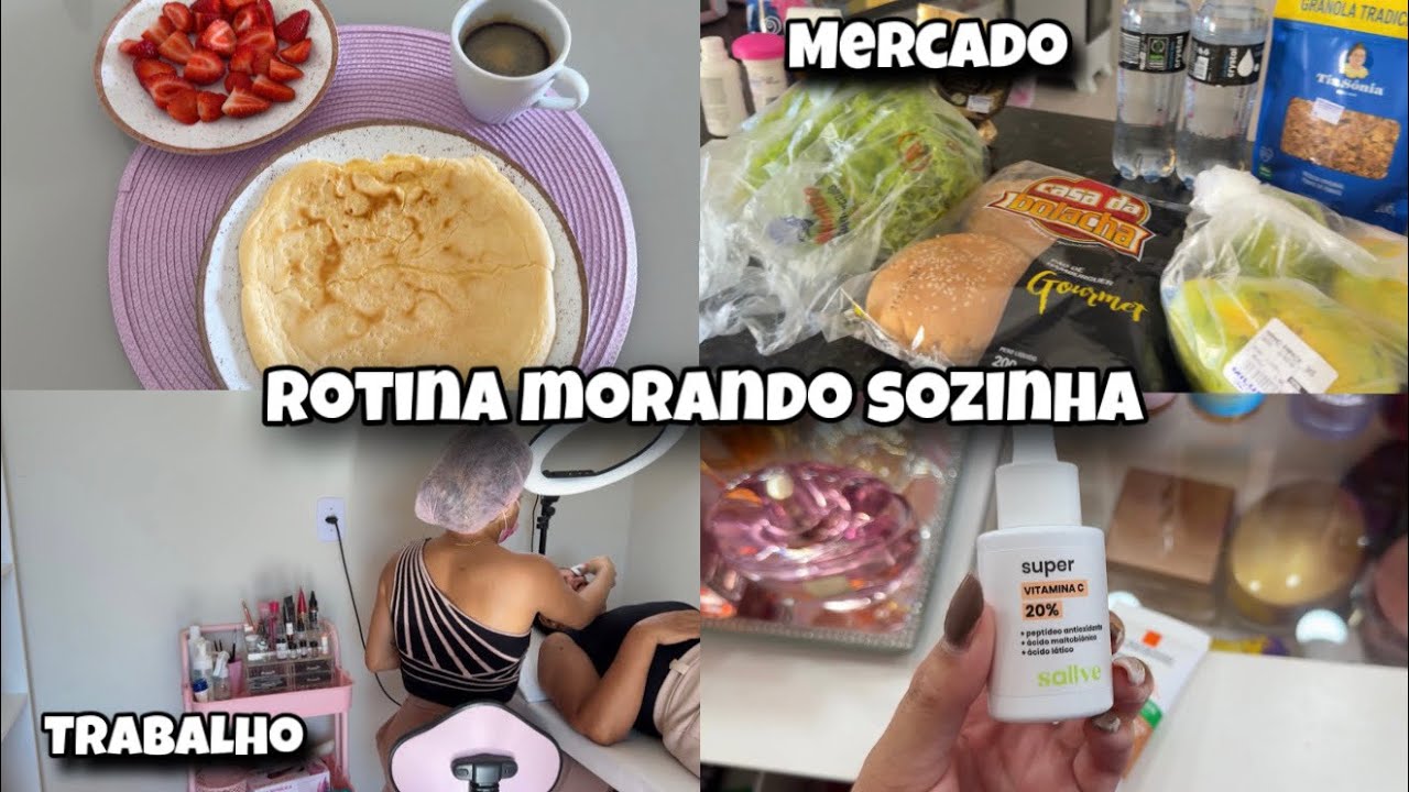 ROTINA MORANDO SOZINHA| Mercado, autocuidado, trabalho e organização da casa 