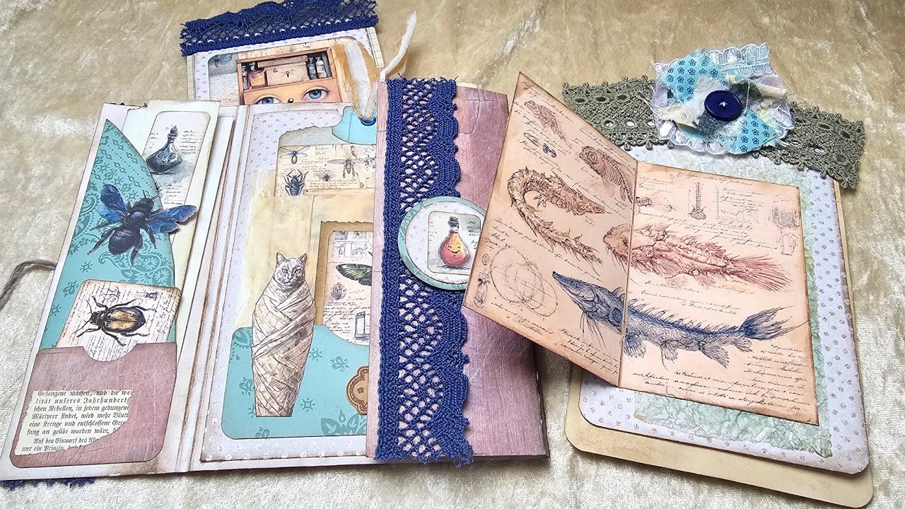 Superfolder Pocket-Folder A5 mit vielen Taschen für Ephemera - Tag-Holder -  Journaling Idee
