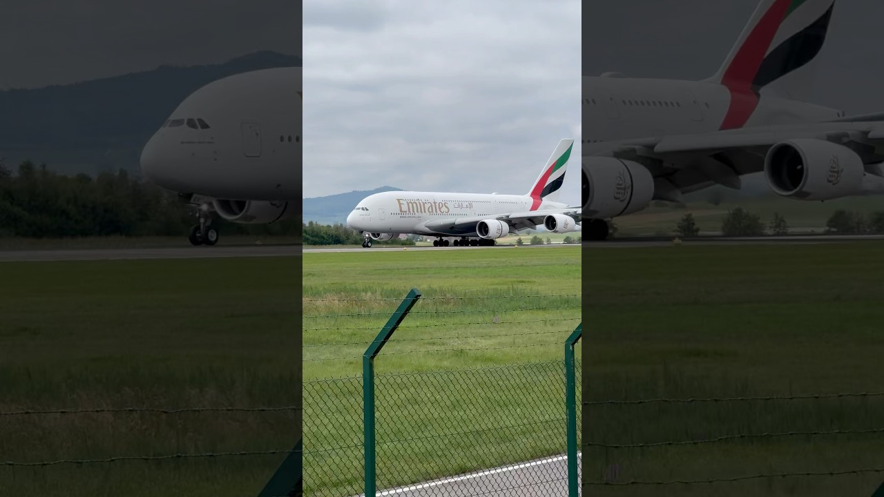 Emirates A380 incredible butter landing at ZRH! 🧈 #aviation #planespotting #airbusa380 #emirates