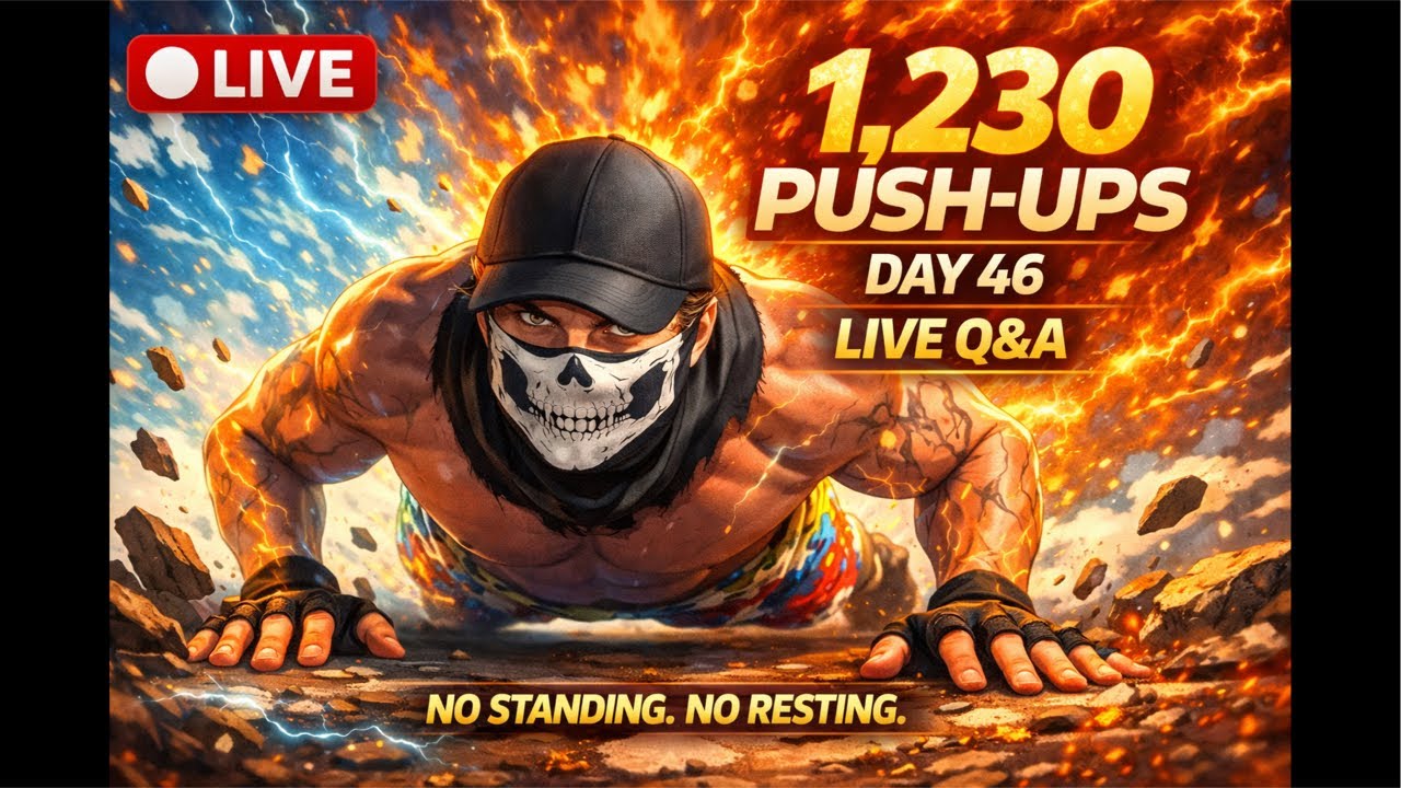 LIVE: 1230 Chest-to-Ground Push-Ups (Day 46) — No Breaks. No Knees. No Quit.