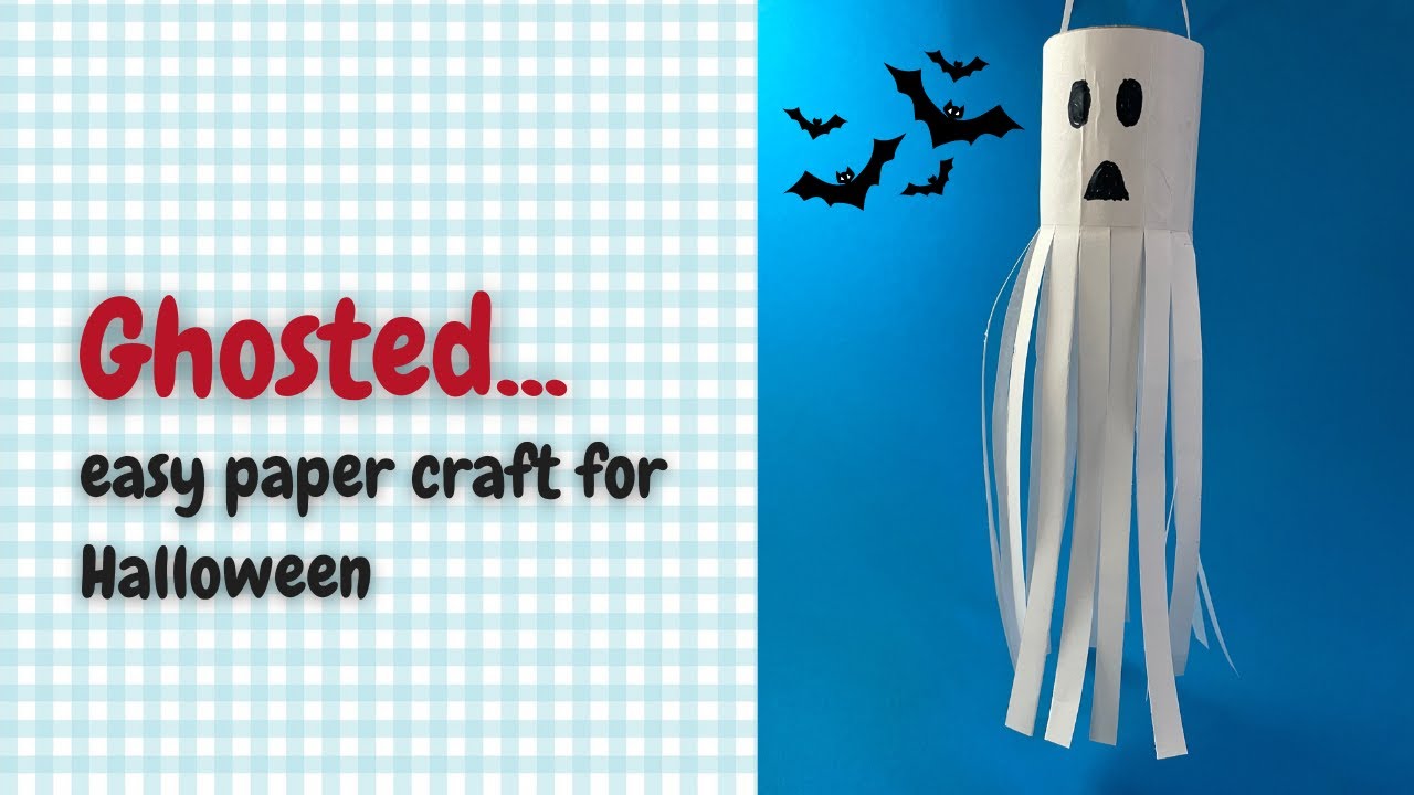 Empty toilet paper roll ghost for Halloween