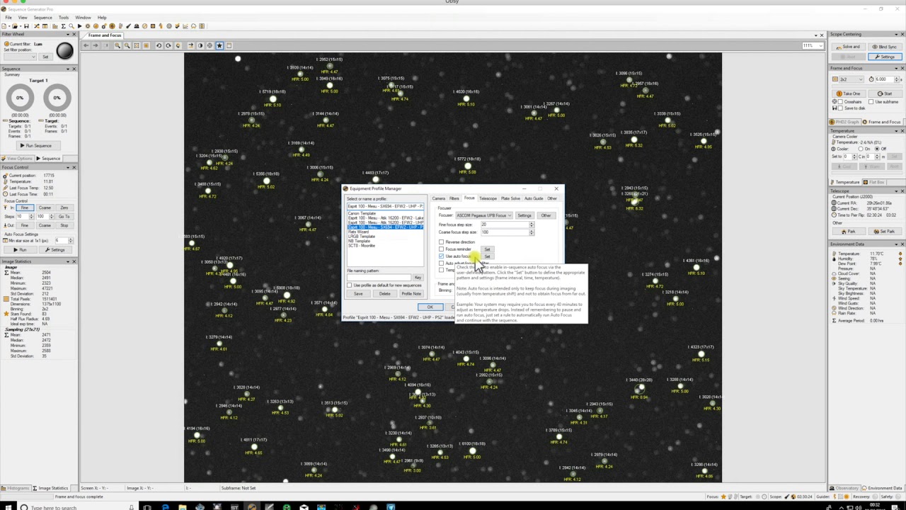 Sequence generator Pro - Part 1 of 2 Setting up auto focus