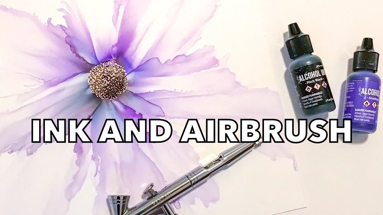 Alcohol ink flower - airbrush and Ranger [51]