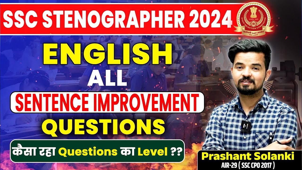 SSC Steno 2024 | All Sentence improvement Questions by Prashant sir | Prashant solanki english #ssc