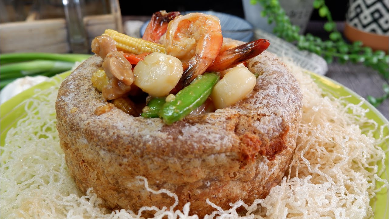 Highly Requested Restaurant Style Prosperity Yam Ring Recipe 佛钵飘香 Chinese Seafood & Chicken Stir Fry