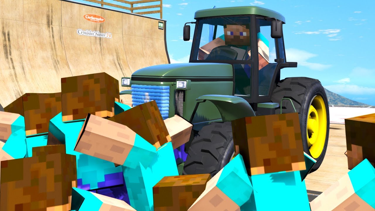 GTA 5 Minecraft Mod Ramp ragdolls compilation (Euphoria physics Funny Moments)