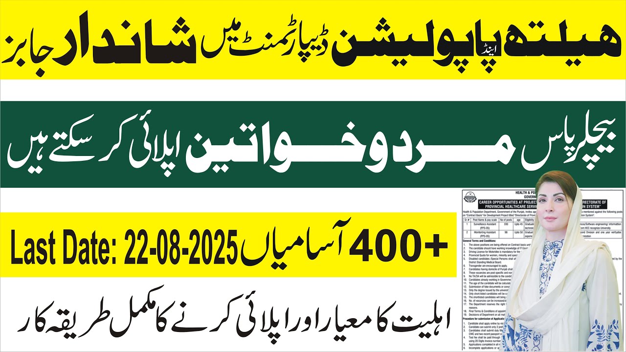 Health Department New Jobs 2025 Apply Online | Health and Population Department