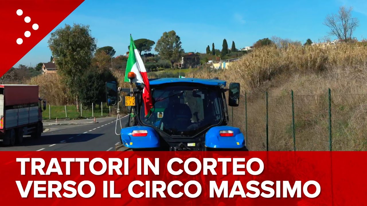 LIVE Corteo di trattori in viaggio verso il Circo Massimo per manifestazione agricoltori a Roma