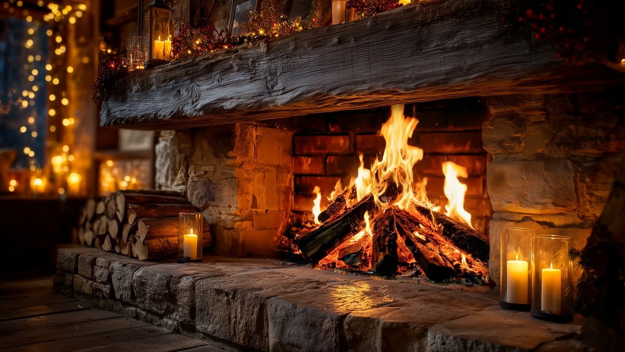 March Chill Night Fireplace 4K 🔥 Relaxing Fire Sounds for Good Vibes & Stress Relief