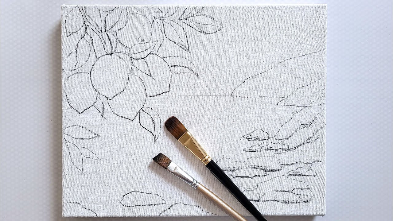 Seascape With Lemons / Acrylic Painting / Step by step