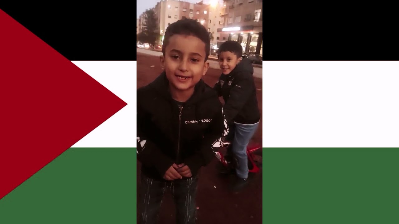 Moroccan boys stand with Palestine