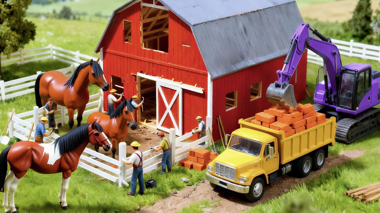 DIY Mini Tractor Builds a Horse Stable on the Prairie After a Major Storm ‪@bibitoys1