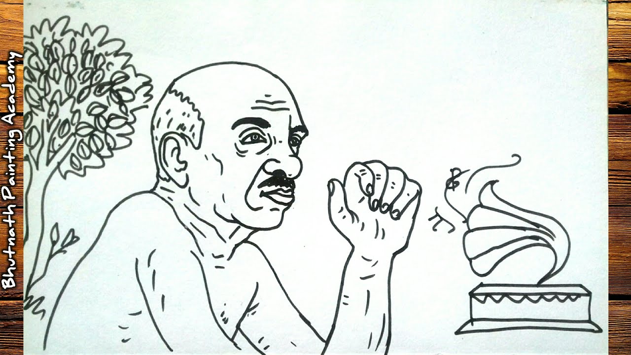 vaikom muhammad basheer drawing with sketch pen