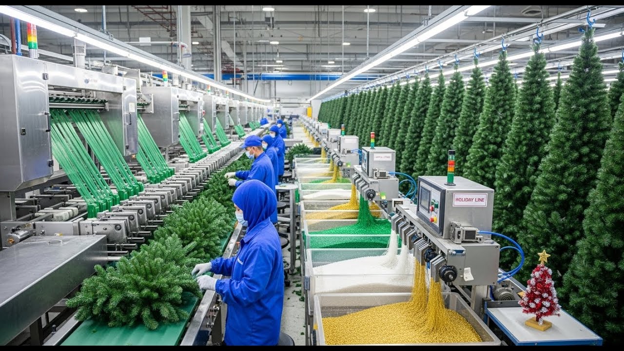 How Fake Christmas Trees Are Made — From Plastic Pellets to Jingle Bell Trees | Full Process