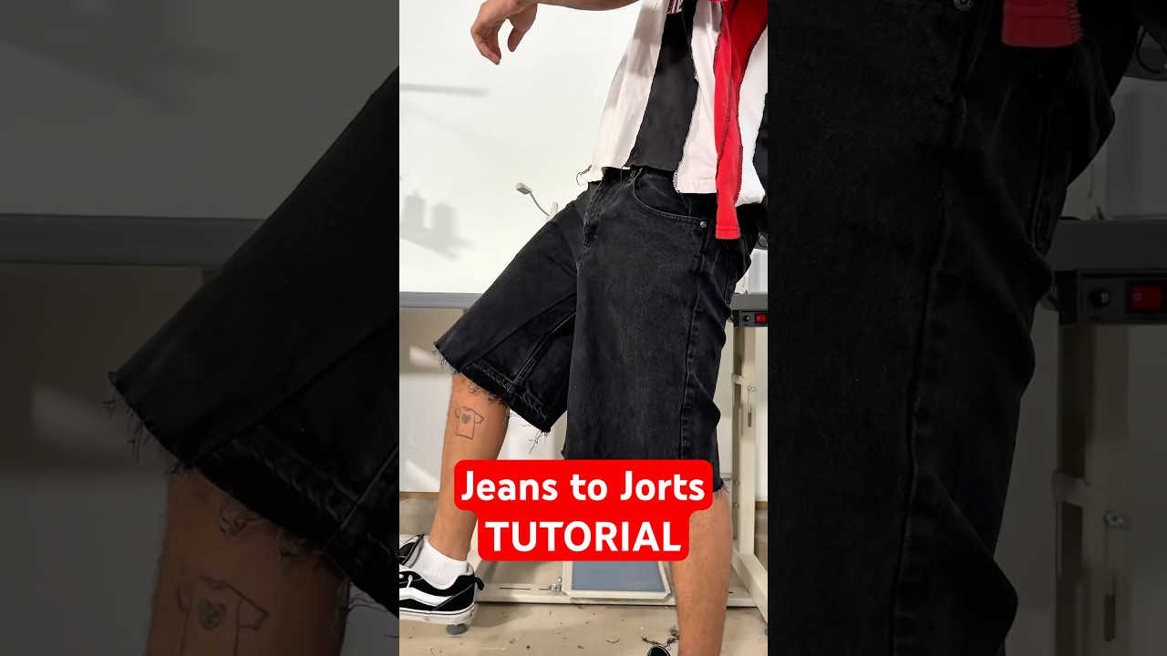How to turn a pair of skinny jeans into baggy jorts #upcycling #sewingtutorial #sewing #streetwear